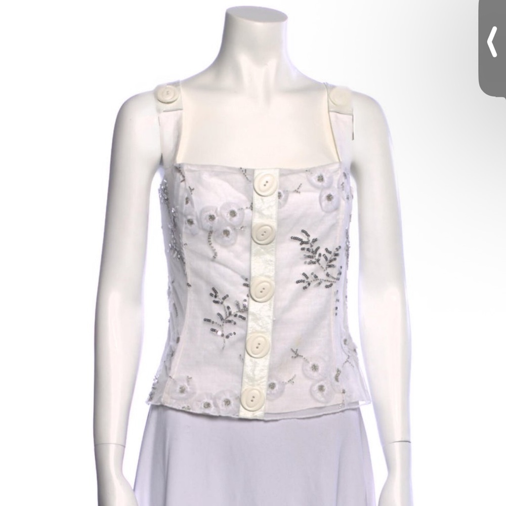 D&G White Embroidered Button-Front Camisole